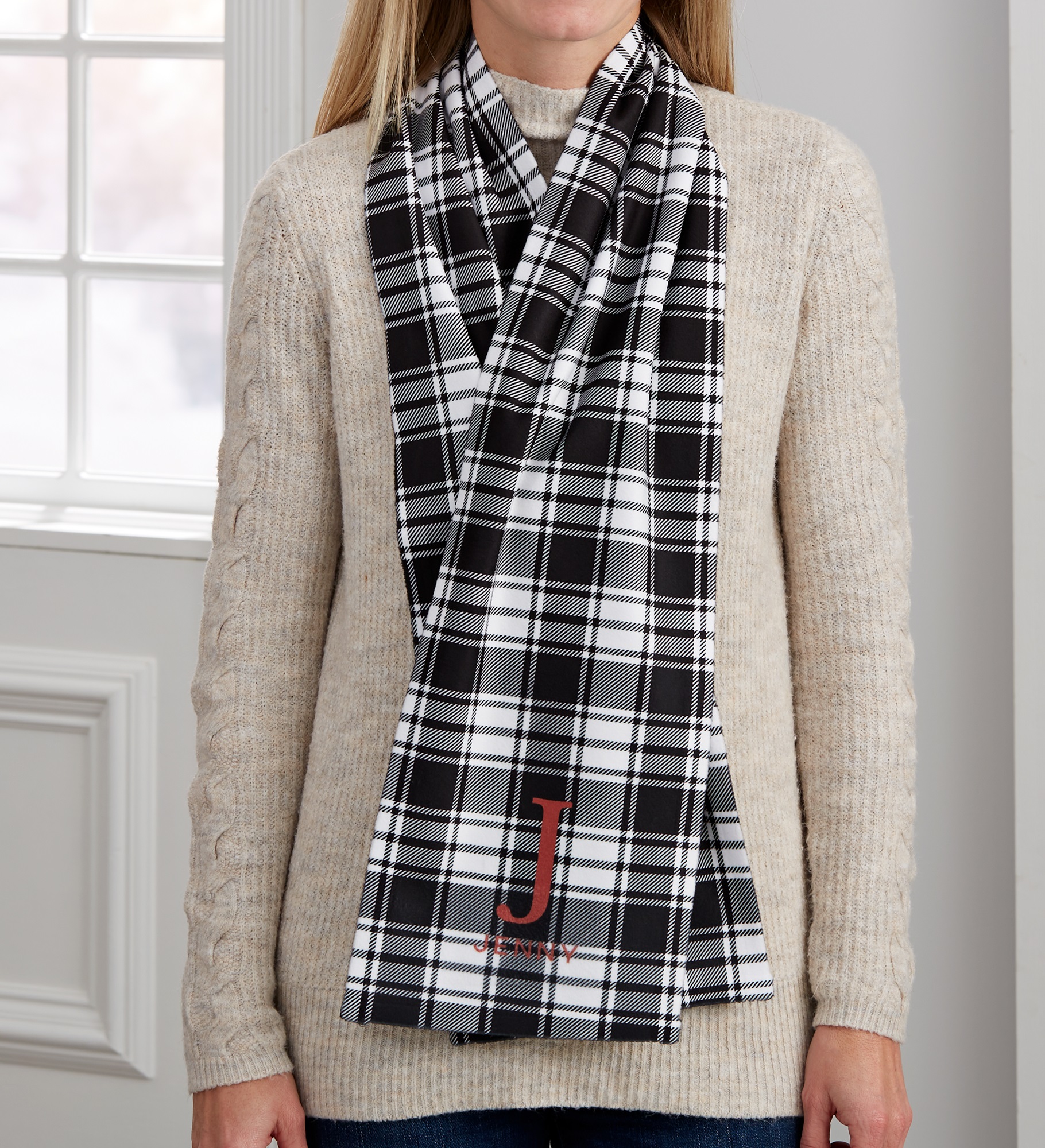 Christmas Plaid Personalized Women's Scarf